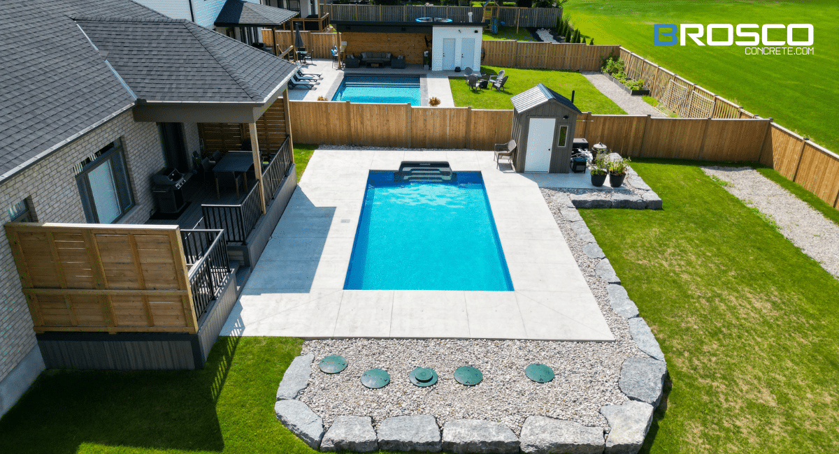 residential swimming pool in the summer